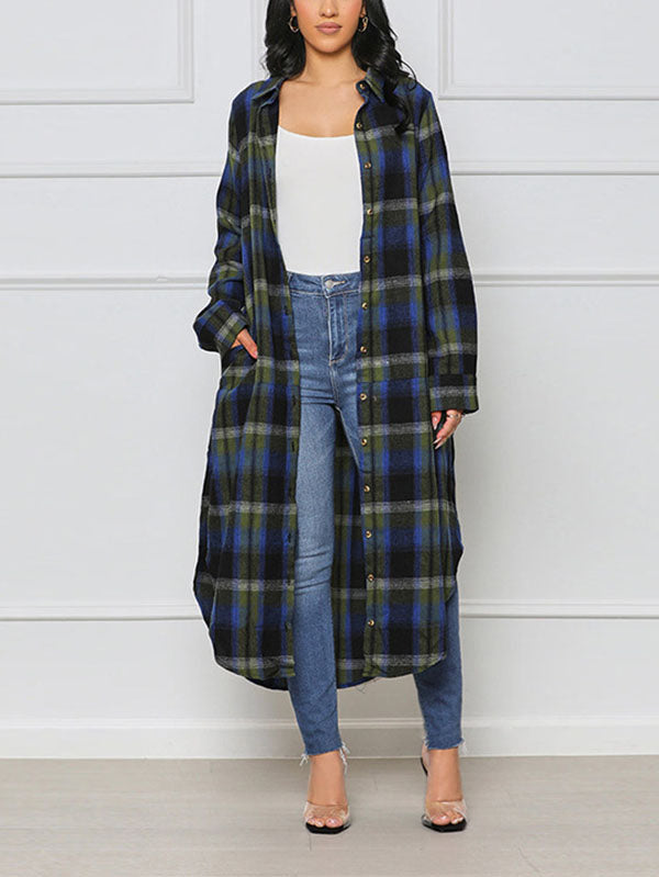 Plaid Long Shirt Coat