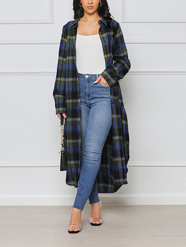 Plaid Long Shirt Coat