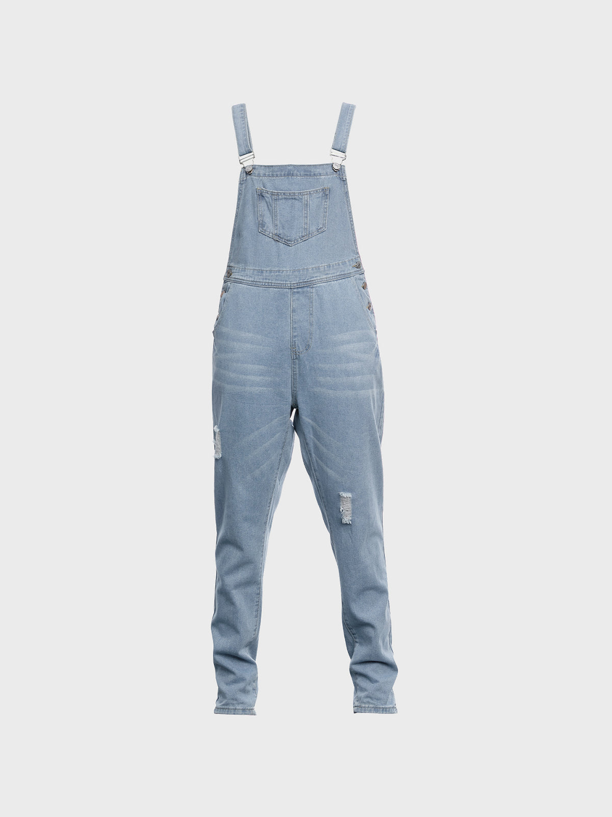 Washed Distressed Denim Overall