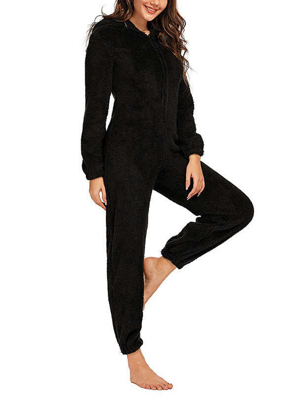 Zip Up Fleece Lounge Jumpsuit