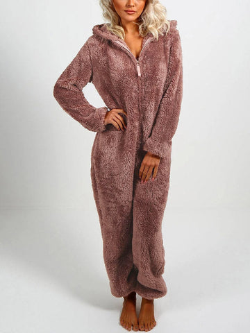 Cozy Teddy Fleece Hooded Ear Loungewear