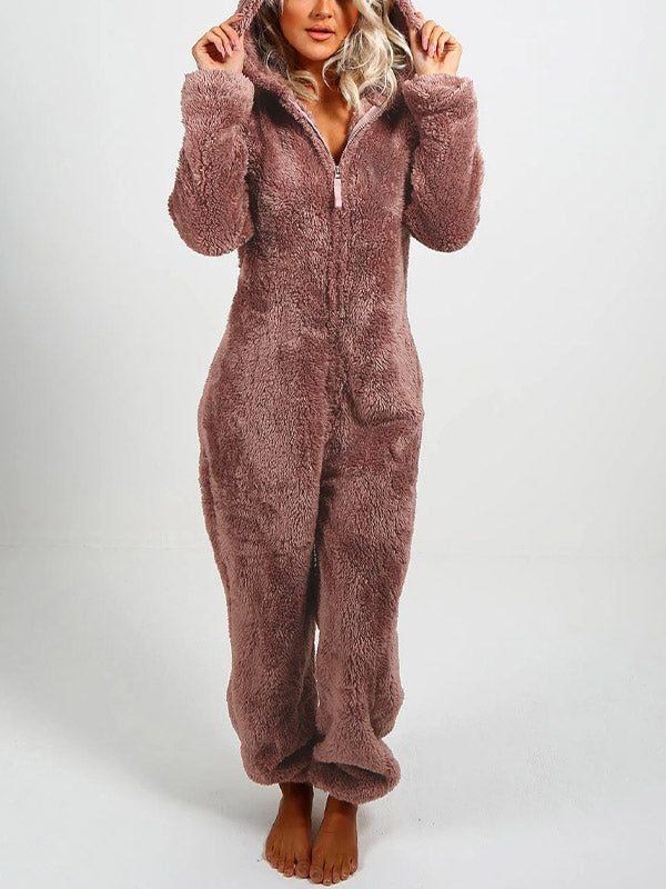 Cozy Teddy Fleece Hooded Ear Loungewear