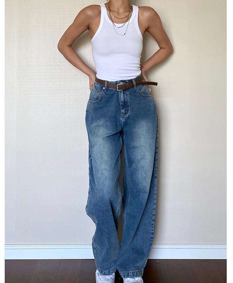 Washed Classic Denim Boyfriend Jeans