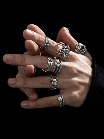 Men's 7pcs Vintage Punk Ring Set