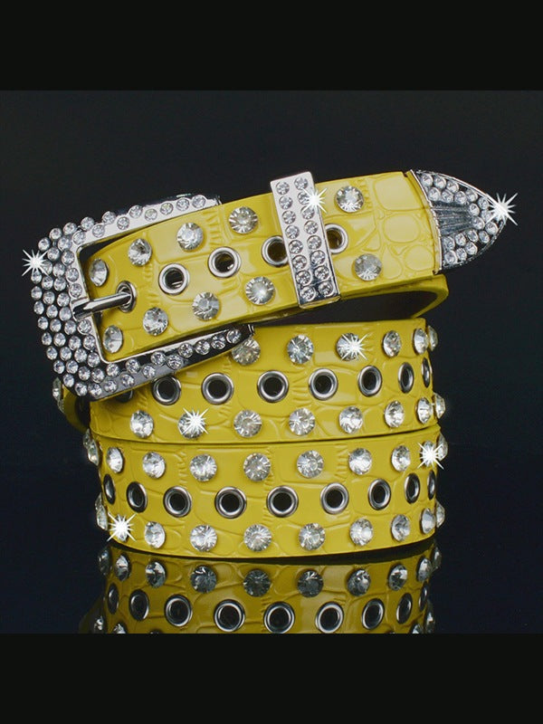 Rhinestone Eyelet Buckle Belt