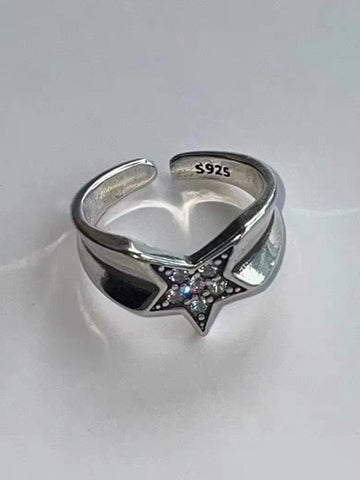 Vintage Rhinestone Star Cuff Ring