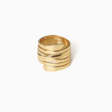 Gold Tone Twisted Layered Band Ring - Gold