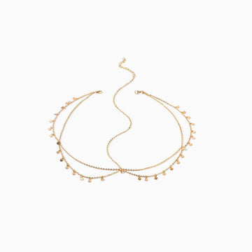 The Boho Holiday Coins Details Crisscross Hair Chain - Gold